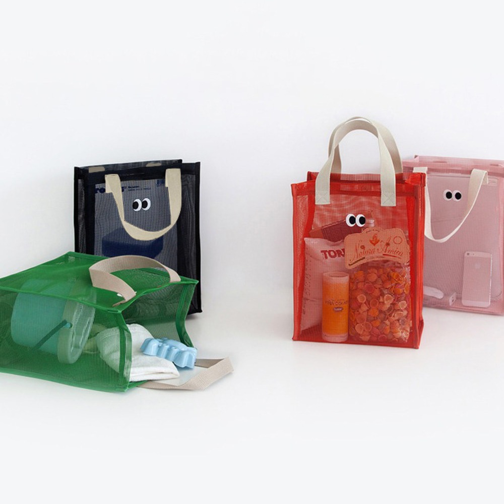 Tote Bag Beach - Große Strandtasche aus Mesh-Gewebe mit Augenmuster,