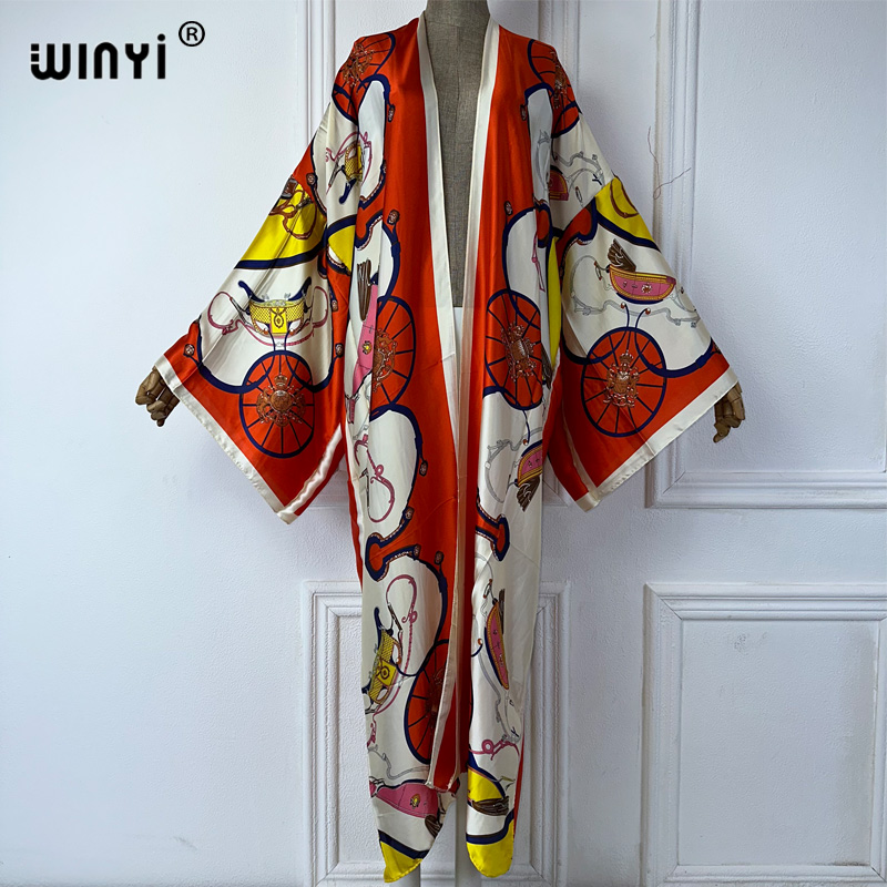 Cover Up Kaftan - WINYI Boho-Print Kimono Sommer-Cardigan Damenbluse Abaya