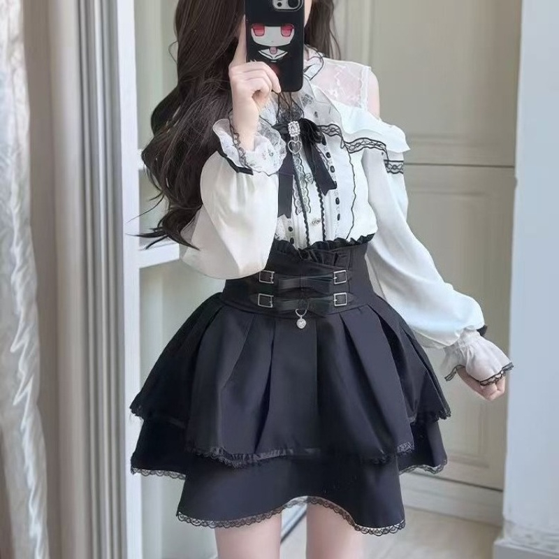 Japanische Gothic Y2k Lolita S – Blouse Off Shoulder Bewertung und Preis