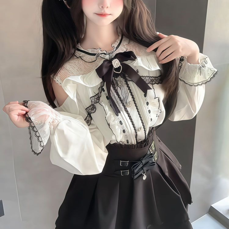 Japanische Gothic Y2k Lolita S – Blouse Off Shoulder Bewertung und Preis