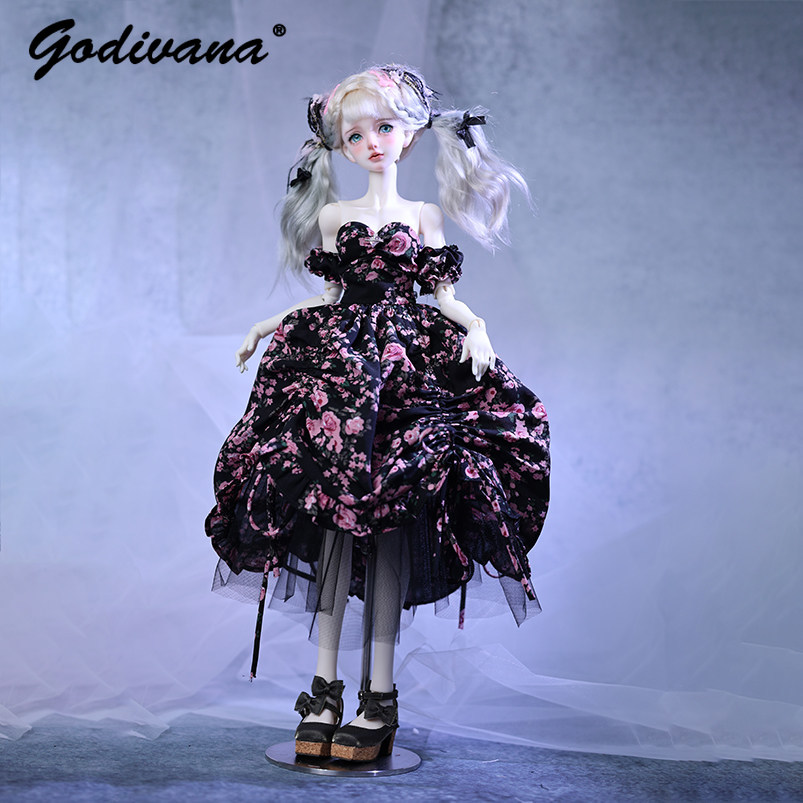 1/4 BJD-Puppenkleid, schwarzer – Midi Skirt Floral Bewertung und Preis