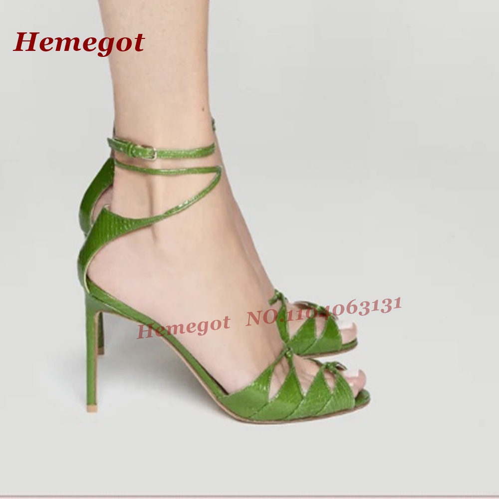 Grüne Riemchensandalen mit Kro – Sandal Strappy Heeled Bewertung und Preis