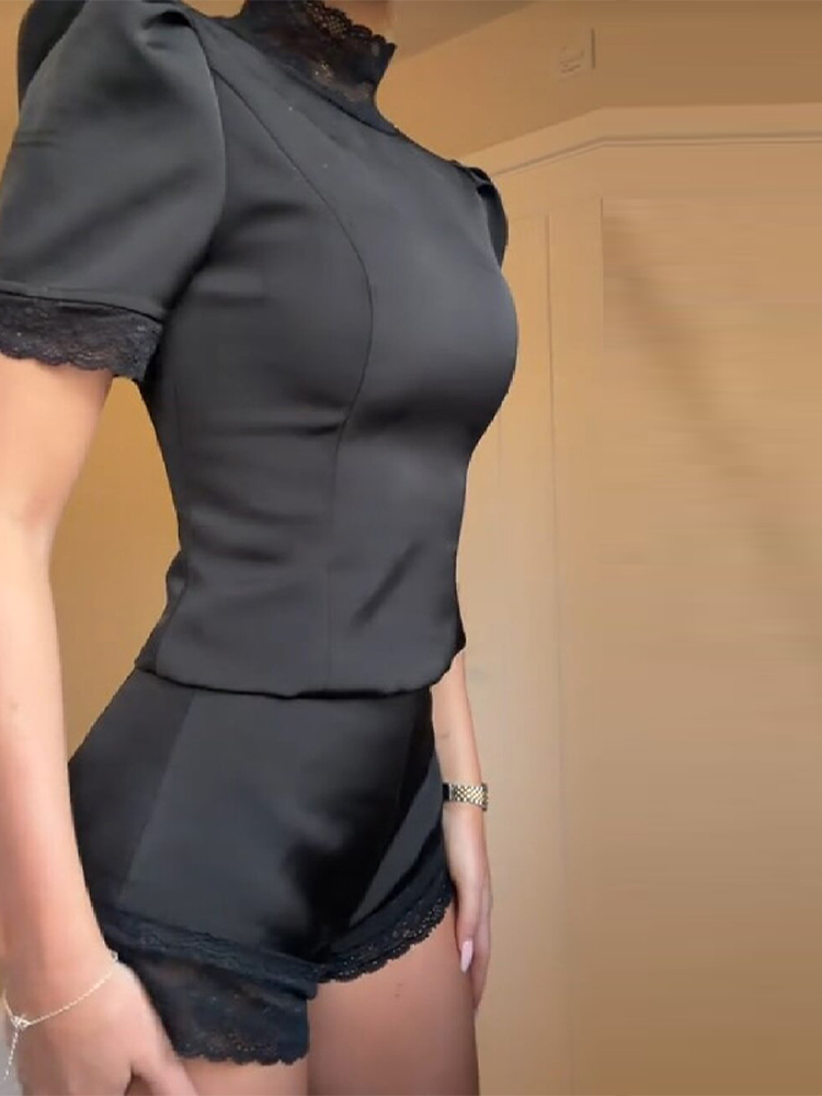 Neue Satin-Spitzenbesatz-Top-S – Blouse Off Shoulder Bewertung und Preis